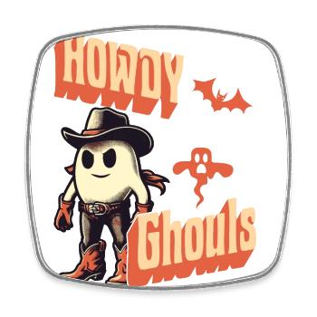 Drôle Cowboy Ghost Salutation Ghosts Girls - Magnet carré - blanc - Devant