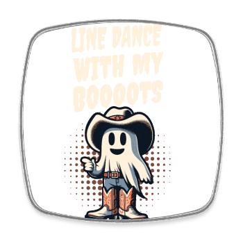 Cowboy With Boots Line Dance Ghost Vintage Retro - Square fridge magnet - white - Front
