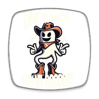 Cowboy With Boots Line Dance Ghost - Square fridge magnet - white - Front