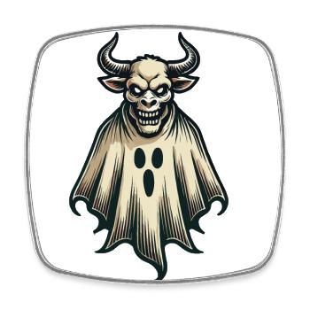 Creepy Cow Ghost Bull Sheet Costume Idea - Square fridge magnet - white - Front