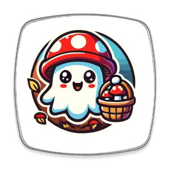 Mushroom Picker Ghost Ghost Mushroom Lover - Square fridge magnet - white - Front