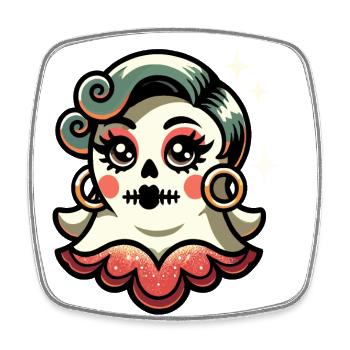 Drôle Glamour Ghoul Flashy Halloween Fille - Magnet carré - blanc - Devant