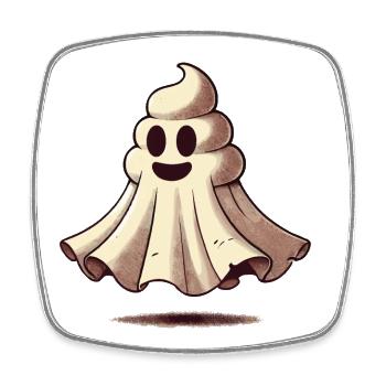 Funny Poop Pile Ghost Bull Sheet Poop - Square fridge magnet - white - Front