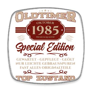 40ème Anniversaire Voiture Classique Octobre 1985 Millésime 85 - Magnet carré - blanc - Devant