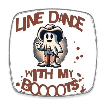 Cowboy With Boots Line Dance Ghost - Square fridge magnet - white - Front