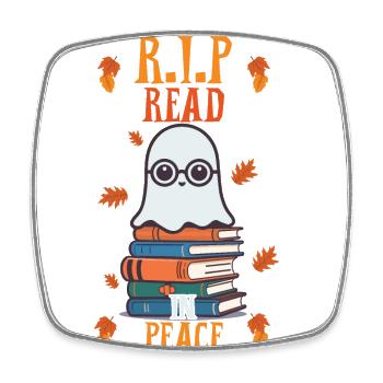 Read In Peace Cute Book Lover Ghost - Square fridge magnet - white - Front