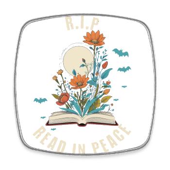 Funny Book Lover Design Spooky Halloween - Square fridge magnet - white - Front