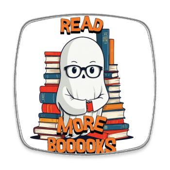 Cute Book Lover Ghost Costume Idea - Square fridge magnet - white - Front