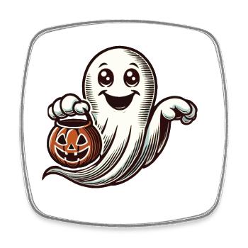 lasCute Halloween Ghost Trick Or Treat - Magnet carré - blanc - Devant