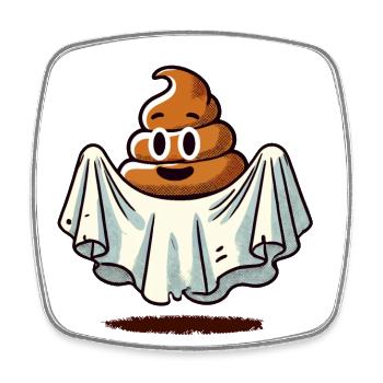 Funny Poop Pile Ghost Bull Sheet Poop - Square fridge magnet - white - Front