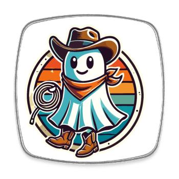 Cowboy Gespenst Lustiges Halloween Design - Viereckiger Kühlschrankmagnet - Weiß - Vorne