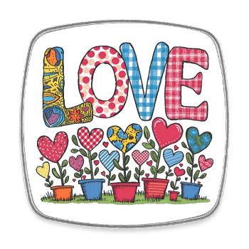 LOVE - Fleurs de coeur - Magnet carré - blanc - Devant