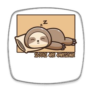 Sloth Doodle Chinese Hanzi Folivora - Square fridge magnet - white - Front