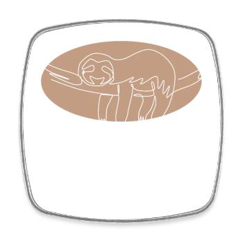 Lineart Folivora Brown-Throated Pilosa Lover Sloth - Square fridge magnet - white - Front