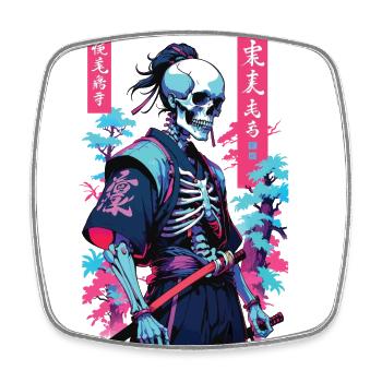Oni Skelett Samurai Vaporwave Aesthetic Japan Stil - Viereckiger Kühlschrankmagnet - Weiß - Vorne