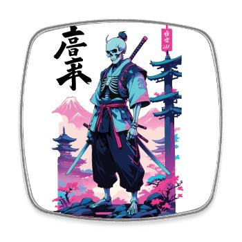 Oni Skeleton Samurai Vaporwave Esthétique - Magnet carré - blanc - Devant