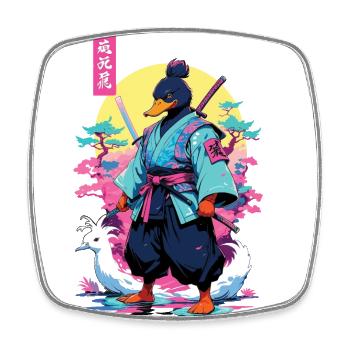 Samurai Ente Aesthetic Vaporwave Stil Japan Kunst - Viereckiger Kühlschrankmagnet - Weiß - Vorne