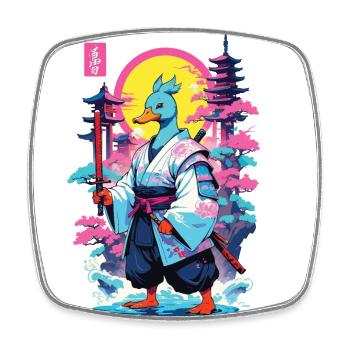 Samurai Ente Aesthetic Vaporwave Stil Japan Kunst - Viereckiger Kühlschrankmagnet - Weiß - Vorne