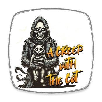 Halloween Katzen Design: A Creep With The Cat - Viereckiger Kühlschrankmagnet - Weiß - Vorne