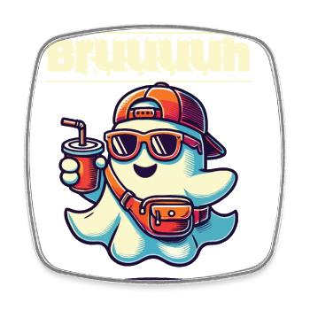Cool Halloween Ghost Says Bruh - Square fridge magnet - white - Front