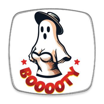 Lustiges Halloween Vintage retro Booty Geist Spaß - Viereckiger Kühlschrankmagnet - Weiß - Vorne