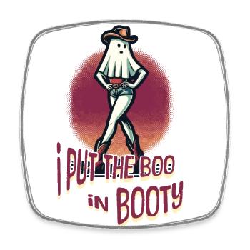 Lustiges Halloween Girl: I Put The Boo In Booty - Viereckiger Kühlschrankmagnet - Weiß - Vorne