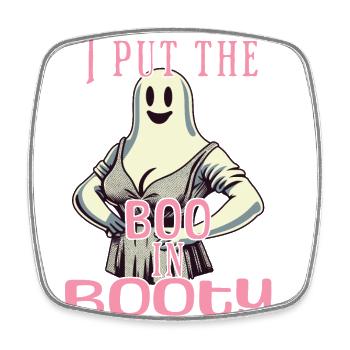funny retro ghost design boo in booty saying - Square fridge magnet - white - Front