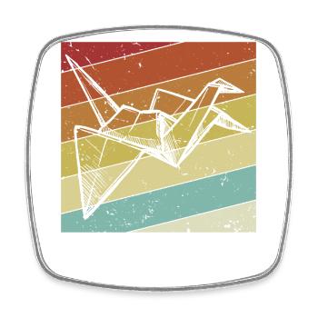 Retro Falten Eule Papier Kranich Meister Origami - Viereckiger Kühlschrankmagnet - Weiß - Vorne