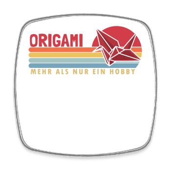 Origami mehr als ein Hobby Paper Crane Folding - Square fridge magnet - white - Front