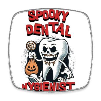 Spooky Dental Hygienist Halloween Motif - Square fridge magnet - white - Front