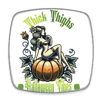 Funny Halloween Thick Thighs Vibes - Square fridge magnet - white - Front
