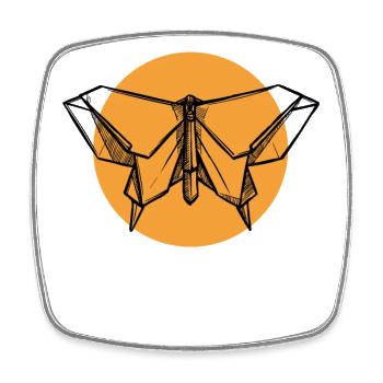 Lineart Paper Crane Folding Owl Master Origami - Square fridge magnet - white - Front