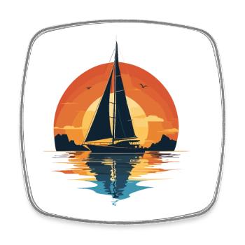 Sunset Sailboat Adventure - Square fridge magnet - white - Front
