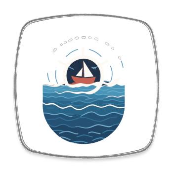 Capitaine en haute mer avec motif de bateau - Magnet carré - blanc - Devant