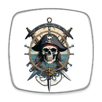 Drapeaux de pirate crâne Jolly Roger costume de pirate - Magnet carré - blanc - Devant