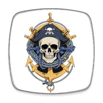 Drapeaux de pirate crâne Jolly Roger costume de pirate - Magnet carré - blanc - Devant