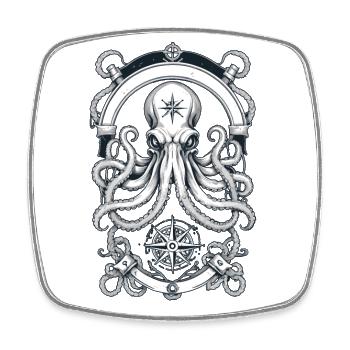 Krake Seeungeheuer Hobby Fischer Seefahrer - Viereckiger Kühlschrankmagnet - Weiß - Vorne