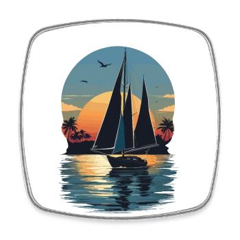 Segeln Sonnenuntergang Paradies - Viereckiger Kühlschrankmagnet - Weiß - Vorne