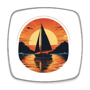 Voilier Sunset Adventure - Magnet carré - blanc - Devant