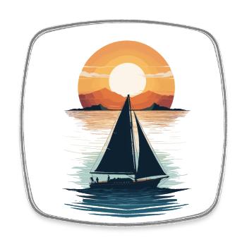 Coucher de soleil Sailing Adventure Sea - Magnet carré - blanc - Devant