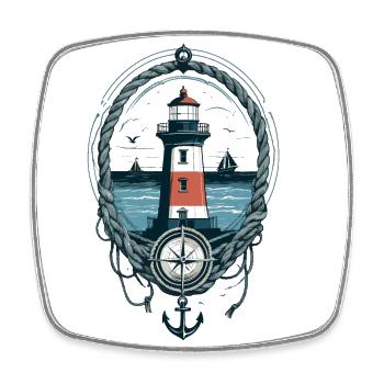 Phare Hobby Pêcheur Marin Amoureux de la mer - Magnet carré - blanc - Devant