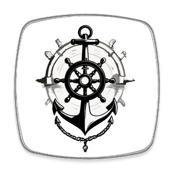 Capitaine Volant Ancre Voilier Motif - Magnet carré - blanc - Devant