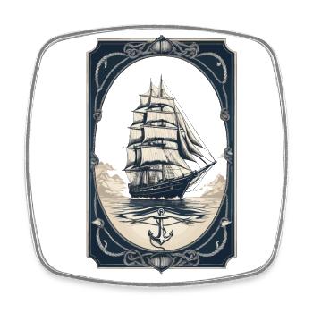 Maritime Sailing Ship Adventure Romance - Square fridge magnet - white - Front