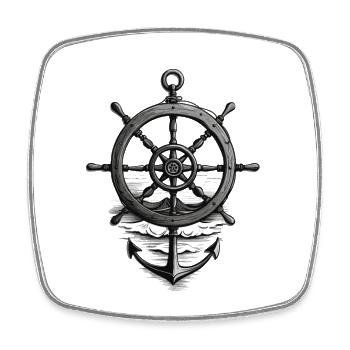 Conception d’un marin des Maritimes avec ancre et volant - Magnet carré - blanc - Devant