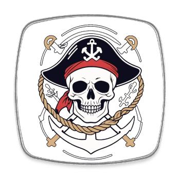 Drôle de Pirate Tenue Jolly Roger Design - Magnet carré - blanc - Devant