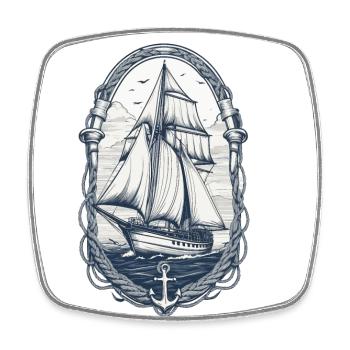 Elegant Sailing Ship Adventure Motif - Square fridge magnet - white - Front