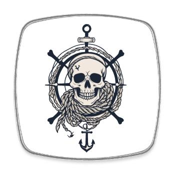 Piratenflaggen Skull Jolly Roger Pirat Kostüm - Viereckiger Kühlschrankmagnet - Weiß - Vorne