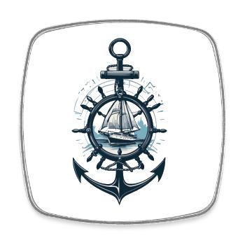 Maritimes Abenteuer Segelboot Anker - Viereckiger Kühlschrankmagnet - Weiß - Vorne