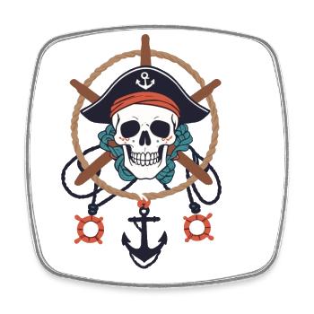 Drôle de Pirate Tenue Jolly Roger Design - Magnet carré - blanc - Devant