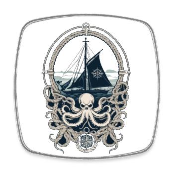 Krake Seeungeheuer Hobby Fischer Seefahrer - Viereckiger Kühlschrankmagnet - Weiß - Vorne
